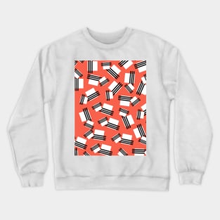 Pattern White squares with black stripes on a pink background Crewneck Sweatshirt